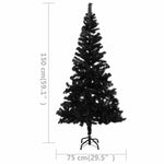 HKH Árvore Natal Artificial Pré-Iluminada com Bolas Preto em PVC