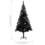 HKH Árvore Natal Artificial Pré-Iluminada com Bolas Preto em PVC