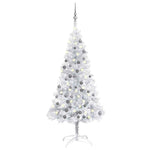 HKH Árvore Natal Artificial Pré-Iluminada com Bola Prateado em PéT
