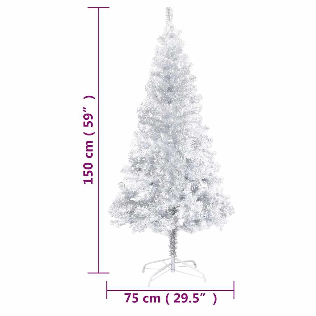HKH Árvore Natal Artificial Pré-Iluminada com Bola Prateado em PéT