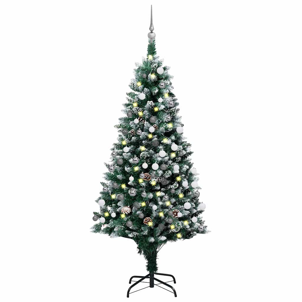 HKH Árvore Natal Artificial Pré-Iluminada com Bolas e Pinhas