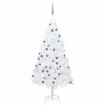 HKH Árvore Natal Artificial Pré-Iluminada com Bolas Branco em PVC