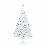 HKH Árvore Natal Artificial Pré-Iluminada com Bolas Branco em PVC