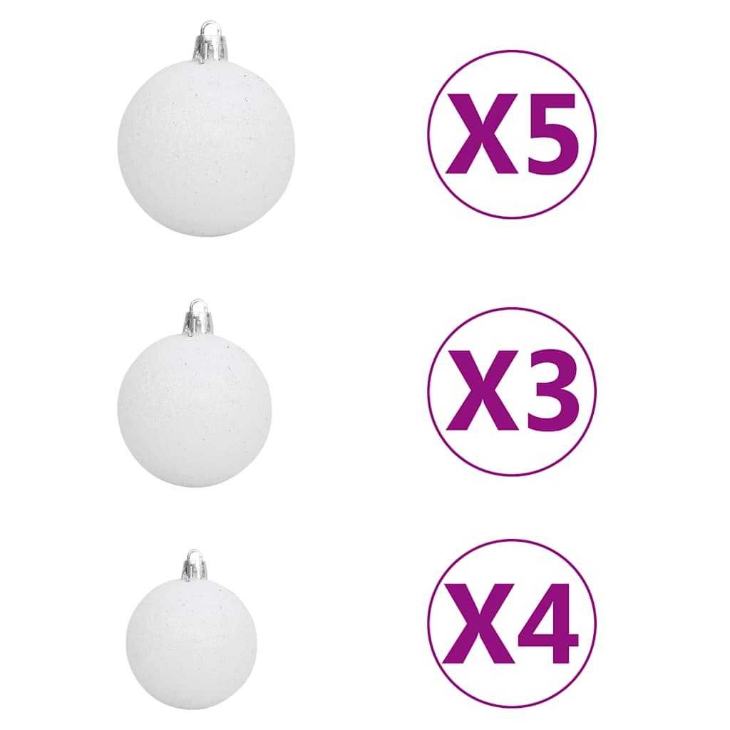 HKH Árvore Natal Artificial Pré-Iluminada com Bolas Branco em PVC