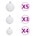 HKH Árvore Natal Artificial Pré-Iluminada com Bolas Branco em PVC
