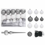 HKH Árvore Natal Artificial Pré-Iluminada com Bolas Branco em PVC