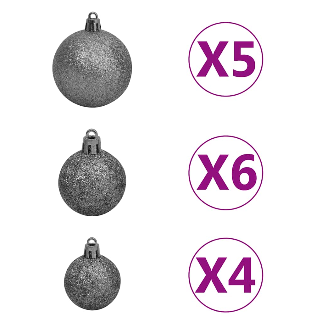 HKH Árvore Natal Artificial Pré-Iluminada com Bolas Branco em PVC