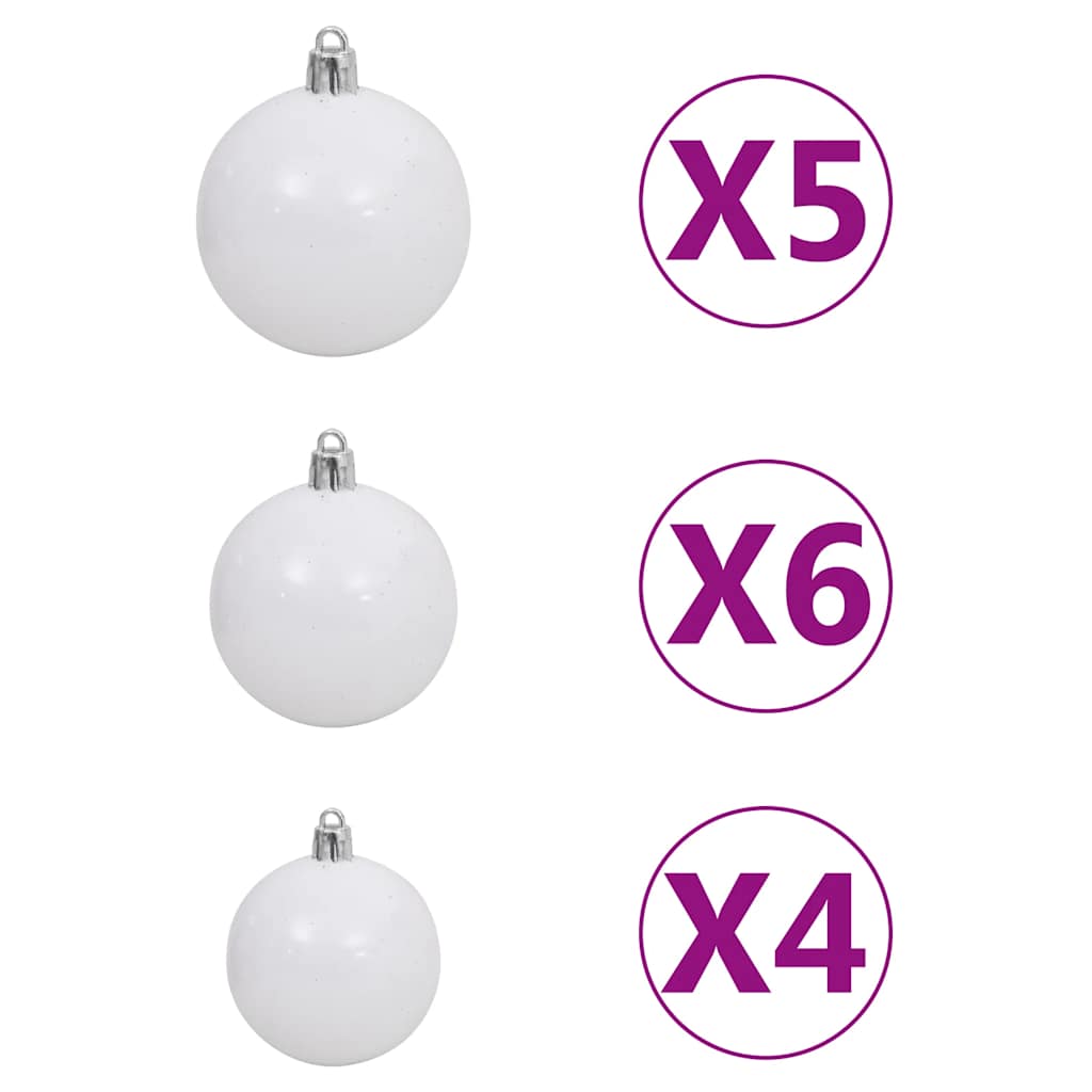 HKH Árvore Natal Artificial Pré-Iluminada com Bolas Branco em PVC