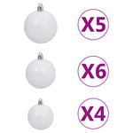 HKH Árvore Natal Artificial Pré-Iluminada com Bolas Branco em PVC