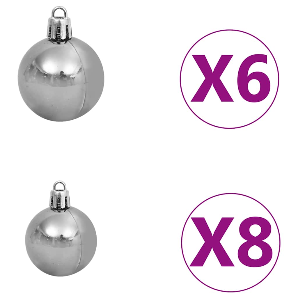 HKH Árvore Natal Artificial Pré-Iluminada com Bolas Branco em PVC