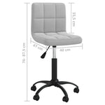 HKH Silla de Oficina Giratoria de Terciopelo - Gris Claro