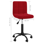 Sillón de oficina giratorio de terciopelo HKH - Rojo vino