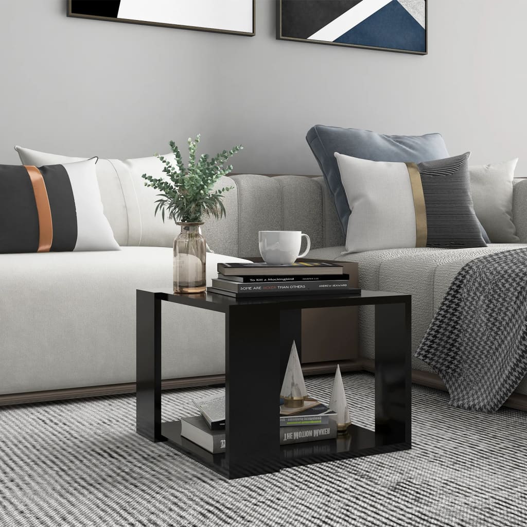 HKH Mesa de Centro Negra de Madera Contrachapada