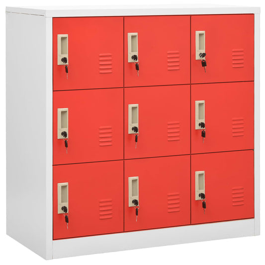 HKH Cacifo em Aço - Claro e - 90x45x92,5 Cm - Cinzento / Vermelho