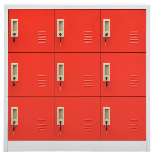 HKH Cacifo em Aço - Claro e - 90x45x92,5 Cm - Cinzento / Vermelho