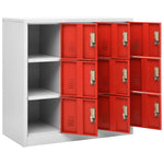 HKH Cacifo em Aço - Claro e - 90x45x92,5 Cm - Cinzento / Vermelho