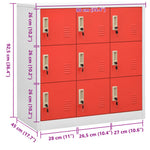 HKH Cacifo em Aço - Claro e - 90x45x92,5 Cm - Cinzento / Vermelho