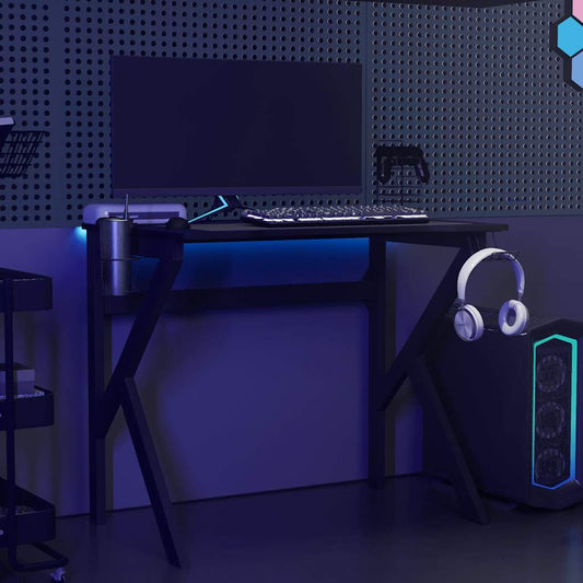 HKH Secretária de Gaming C/ Pernas em Forma de K - Preto