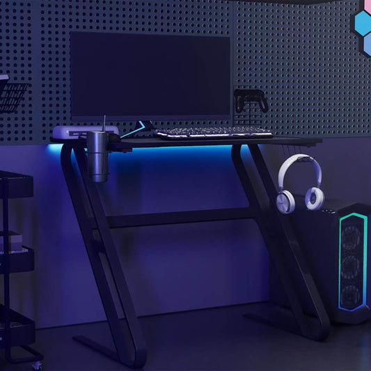 HKH Secretária de Gaming C/ Pernas em Forma de Zz - Preto