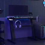 HKH Escritorio Gaming C/ Luces Led Forma de Z - Negro