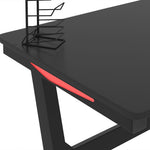 HKH Escritorio Gaming C/ Luces Led Forma de Z - Negro