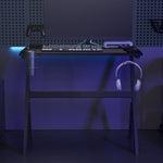 HKH Secretária de Gaming C/ Luzes Led Forma de Y - Preto
