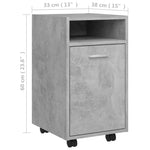 Mueble auxiliar con ruedas HKH de cemento - 33x38x60cm - Gris