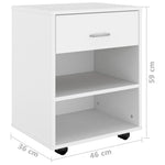 HKH Móvel com Rodas - 46x36x59 Cm - Branco