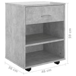 Mueble HKH con Ruedas - de Cemento - 46x36x59 Cm - Gris