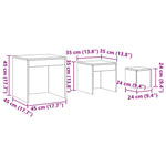 HKH Conjunto de 3 Mesas de Encastrar em Derivados de Madeira - Preto