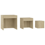 HKH Juego de 3 mesas nido de roble y madera compuesta