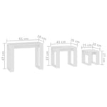 HKH Conjunto de 3 Mesas de Encastrar em Madeira Processada - Branco