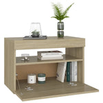 HKH Mesa Cabeceira & Luzes Led 2 Pcs Sonoma em Carvalho