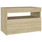 HKH Mesa Cabeceira & Luzes Led 2 Pcs Sonoma em Carvalho