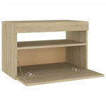 HKH Mesa Cabeceira & Luzes Led 2 Pcs Sonoma em Carvalho