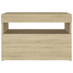 HKH Mesa Cabeceira & Luzes Led 2 Pcs Sonoma em Carvalho