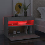 HKH Conjunto de 2 Mesas de Cabeceira com Luzes Led Cinza Cimento