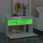 HKH Conjunto de 2 Mesas de Cabeceira com Luzes Led - Branco Brilhante
