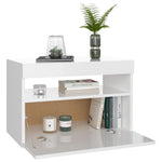 HKH Conjunto de 2 Mesas de Cabeceira com Luzes Led - Branco Brilhante
