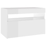 HKH Conjunto de 2 Mesas de Cabeceira com Luzes Led - Branco Brilhante