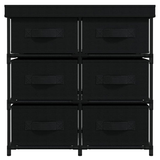 HKH Armário de Arrumação com 6 Gavetas em Aço - 55x29x55 Cm - Preto