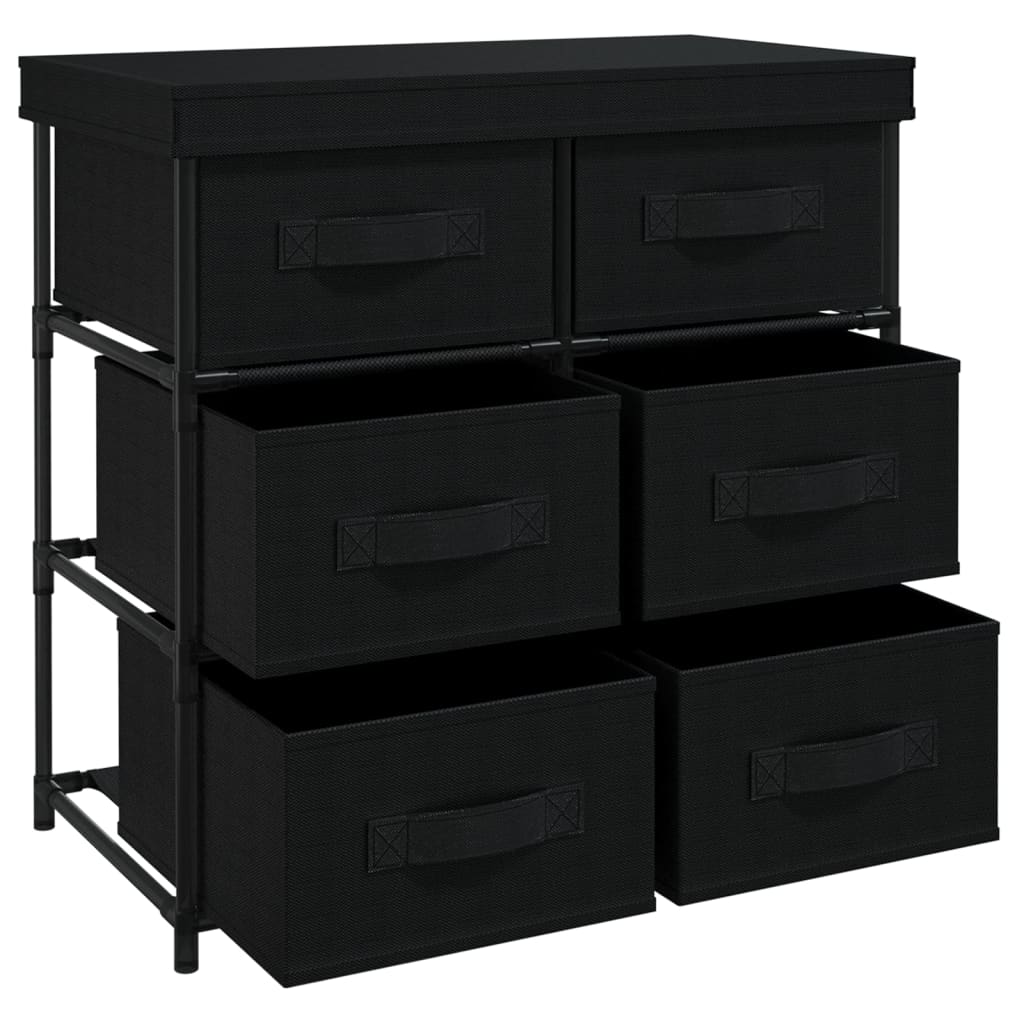 HKH Armário de Arrumação com 6 Gavetas em Aço - 55x29x55 Cm - Preto