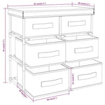 HKH Armário de Arrumação com 6 Gavetas em Aço - 55x29x55 Cm - Preto