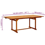HKH Mesa de Jantar P/ Jardim (150-200)x Acácia Maciça - Marrom