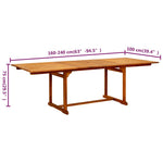 HKH Mesa de Jantar P/ Jardim (160-240)x Acácia Maciça - Marrom
