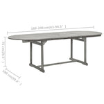 HKH Mesa de Jantar P/ Jardim (160-240)x Acácia Maciça - Cinzento