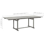 HKH Mesa de Jantar P/ Jardim (160-240)x Acácia Maciça - Cinzento
