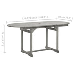 HKH Mesa de Jantar P/ Jardim (120-170)x Acácia Maciça - Cinzento