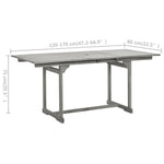 HKH Mesa de Jantar P/ Jardim (120-170)x Acácia Maciça - Cinzento