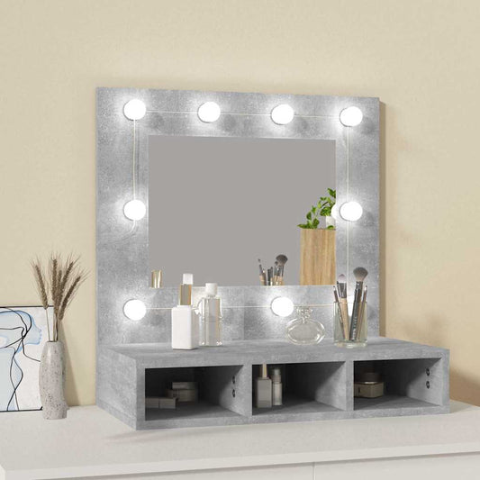 HKH Armário Espelhado com LED em Cimento - 60x31,5x62 Cm - Cinzento
